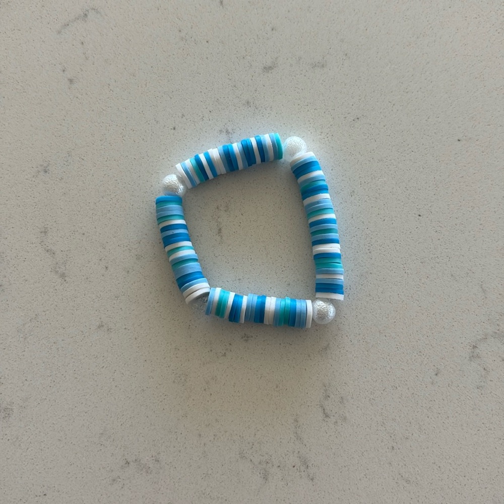 Ocean themed handmade clay bead bracelet